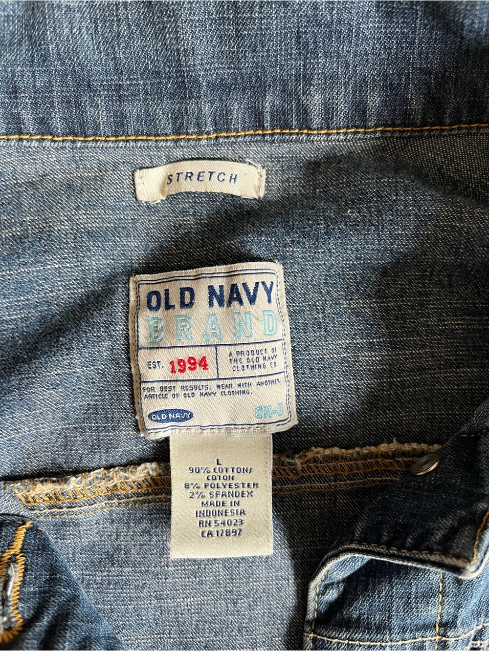 Old Navy Medium Blue Denim Stretch Jean Jacket - Picture 3 of 3